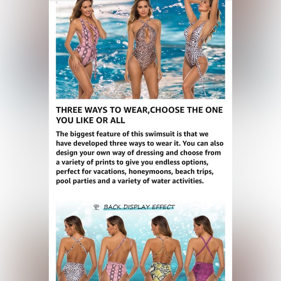 Multi-way Women’s One Piece Swimsuit High Waist Bikini with Tie Medium, Black - Picture 6 of 12